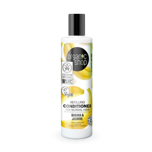 Condicionador de preenchimento de banana e jasmim da Organic Shop para cabelos normais 280ml