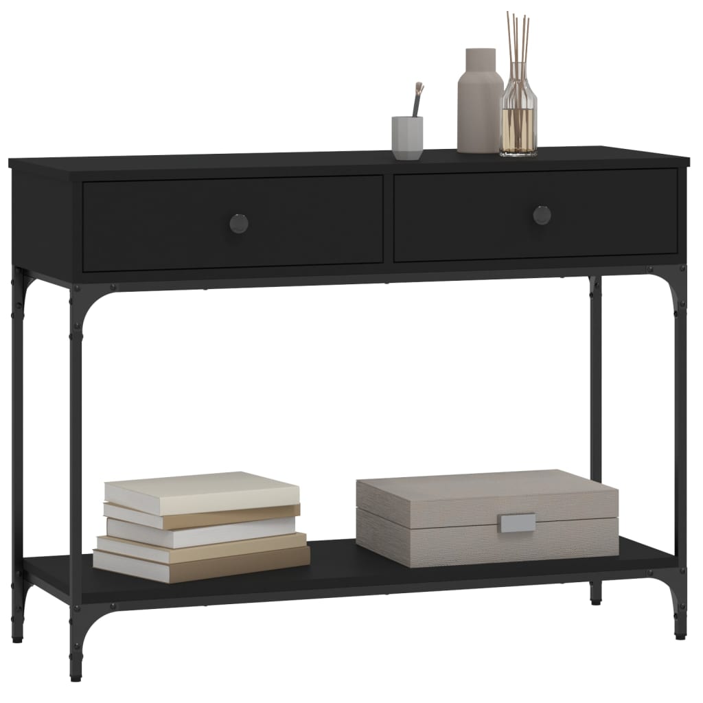 Mesa Consola Madera De Ingeniería Negra 100x34,5x75 Cm_1