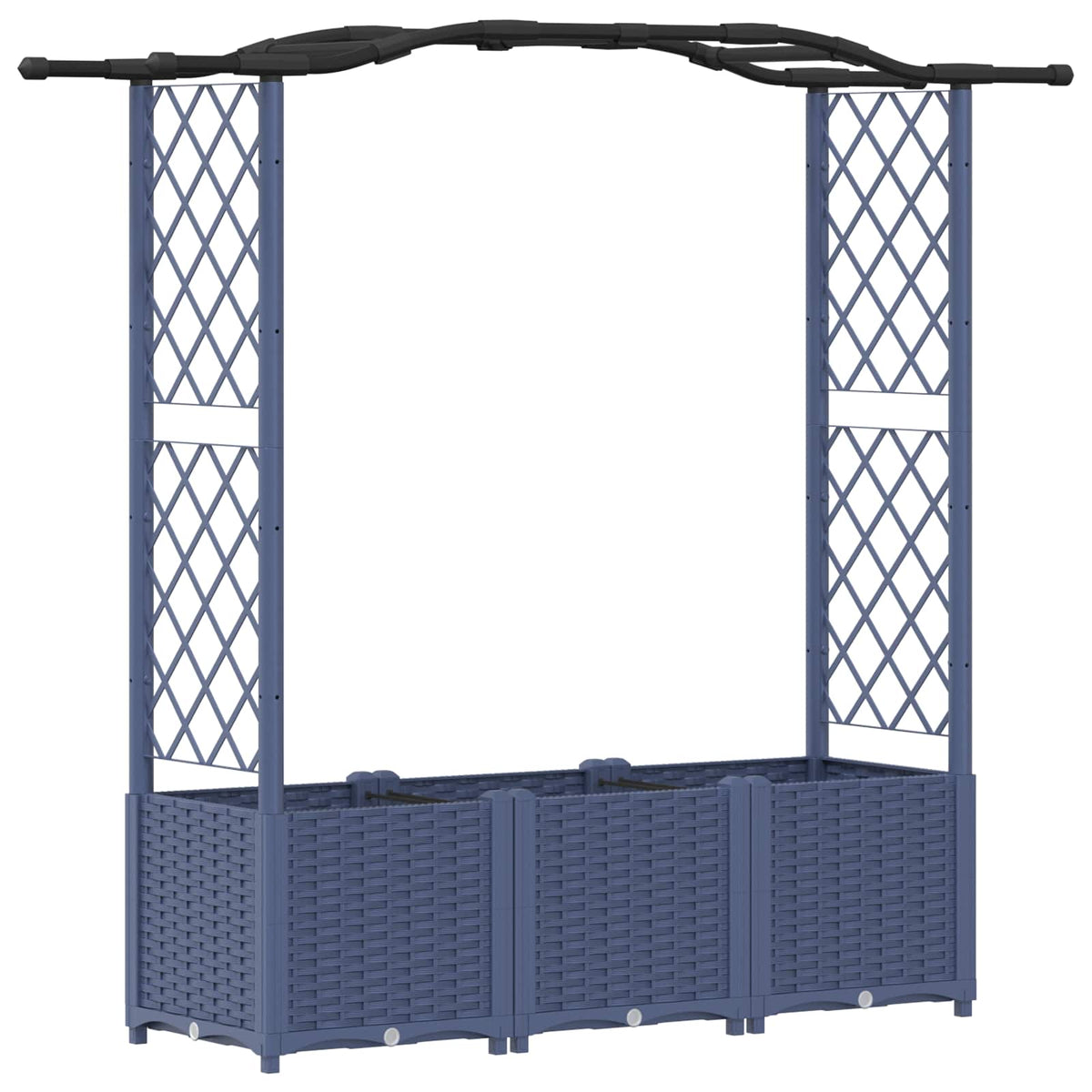 Cama Elevada Con Trellis Y Techo Gris 164 X 40 X 138 Cm Pp_0