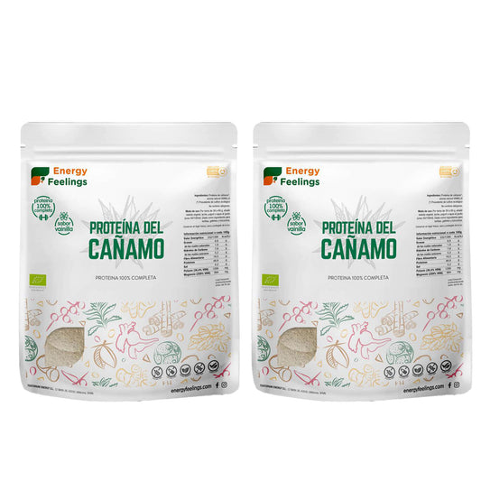 Embalagem de 2x Proteína de Baunilha e Cânhamo Energy Feelings 1 kg