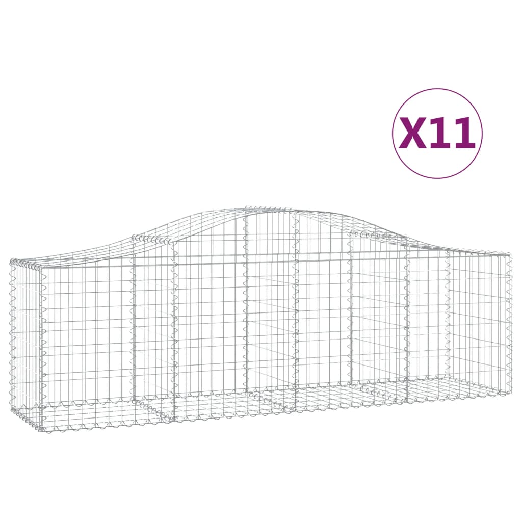 Cestas De Gaviones 11 Uds Forma De Arco Hierro 200x50x60/80 Cm_0