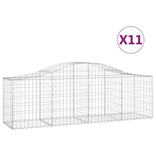 Cestas De Gaviones 11 Uds Forma De Arco Hierro 200x50x60/80 Cm_0