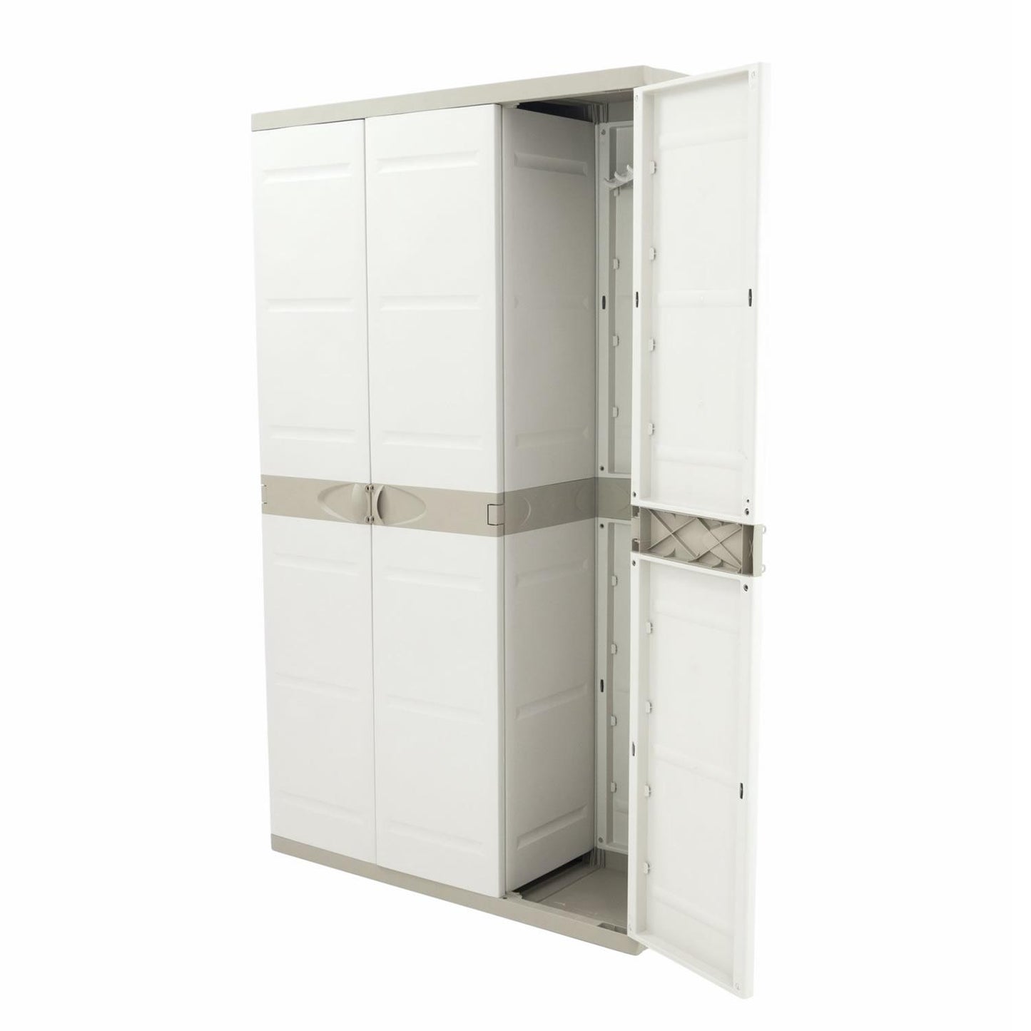 Roupeiro 3 portas com armário vassoura 105 cm Titânio Plastiken Bege