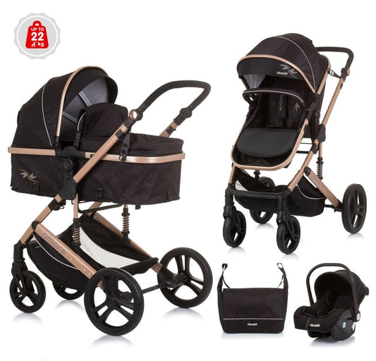 Carrito De Bebé Trío Convertible Amore Hasta 22 Kg Obsidian Gold_0