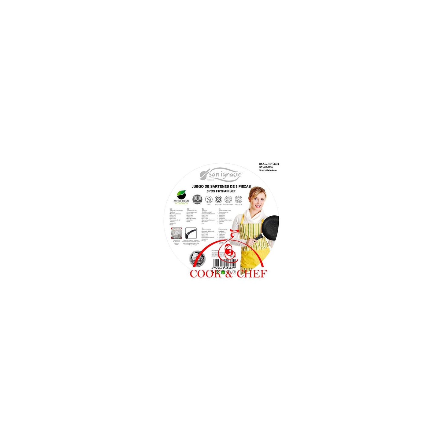 San Ignacio - Top Kitchen Menaje: Pack De 3 Sartenes Con Revestimiento En Mármol Ø16 Cm Ø20 Cm Ø24 Cm_3