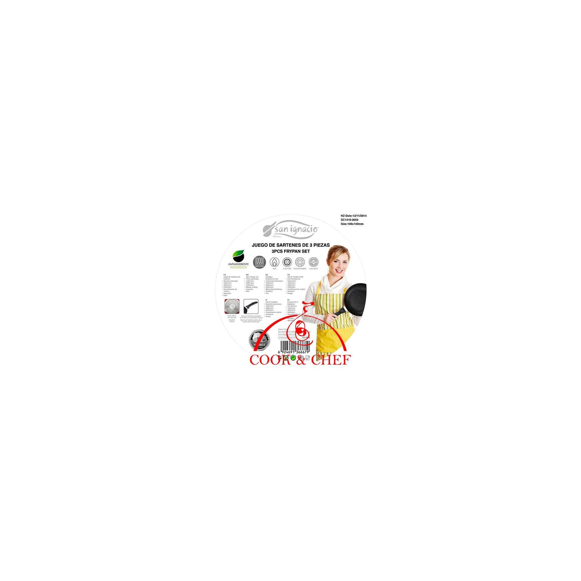 San Ignacio - Top Kitchen Menaje: Pack De 3 Sartenes Con Revestimiento En Mármol Ø16 Cm Ø20 Cm Ø24 Cm_3