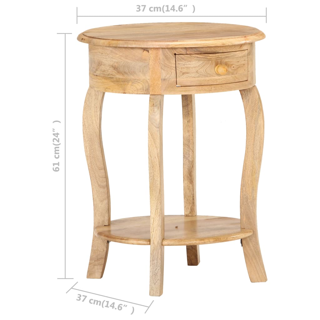 Mesa Auxiliar De Madera Maciza De Mango 37x37x61 Cm_4