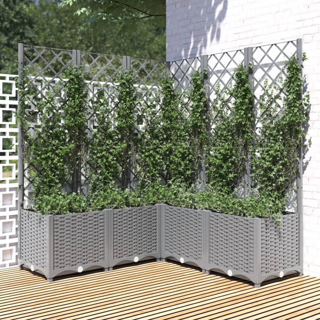 Jardinera Con Enrejado Pp Gris Claro 120x120x136 Cm_1