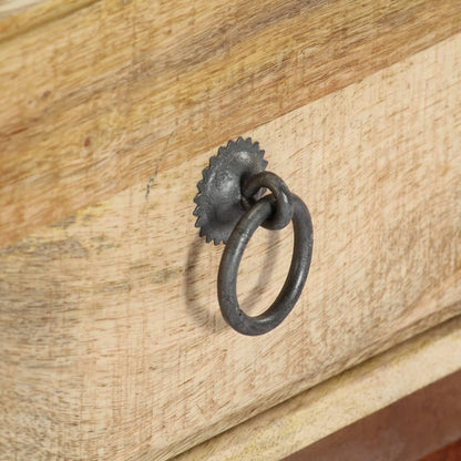 Mesita De Noche Madera Maciza De Mango Rugosa 40x30x52 Cm_4