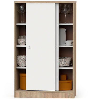 Armario Dormitorio, Multiusos, Baño, Mueble Cocina, Zapatero 2 Puertas Correderas 120x74x33 Cm, Briebe, Nova, Blanco_3