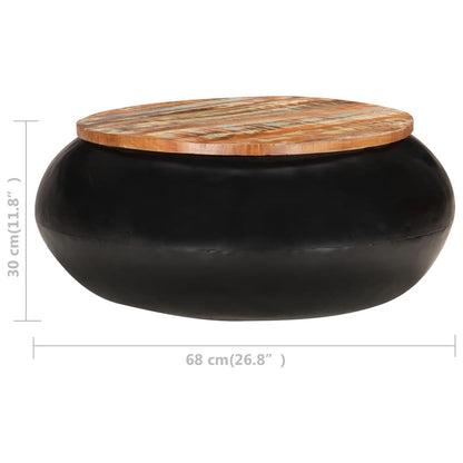 Mesa De Centro Madera Maciza Reciclada Negra 68x68x30 Cm_3