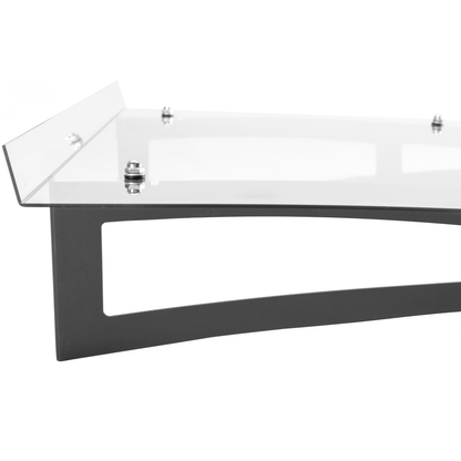 Tejadillo De Protección 120 X 100 Cm Transparente Marquesina Para Puertas Y Ventanas Con Soporte De Acero Gris_4