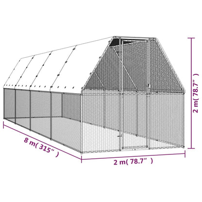 Vidaxl Jaula Gallinero De Acero Galvanizado 2x8x2 M_2