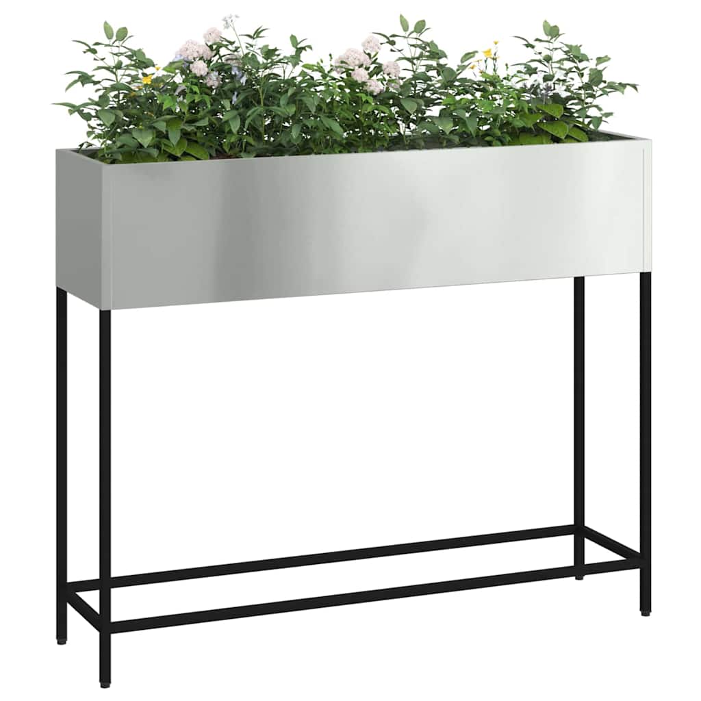 Jardinera Elevada Plateado 100 X 26 X 82 Cm Acero Galvanizado_2