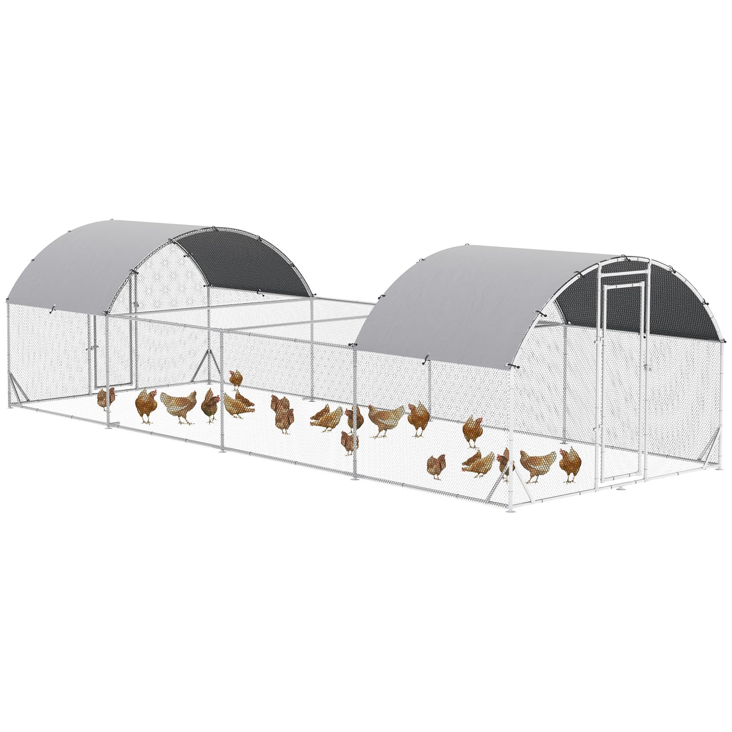 Pawhut Gallinero Exterior De Acero Galvanizado 7,6x2,8x1,95 M Con 4 Pisos Plata_0