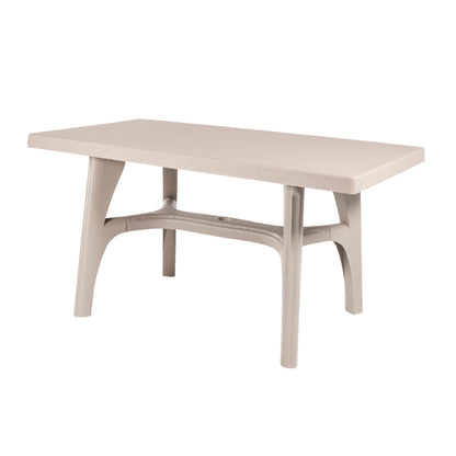 Mesa Terraza Rectangular De 140x80x73 Cm, Rectangular, Resina, Color Arena_0