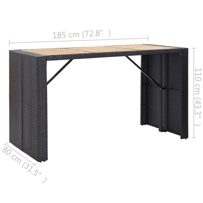 Vidaxl Set Muebles Bar Jardín Y Cojines 7 Pzas Ratán Sintético Negro_2