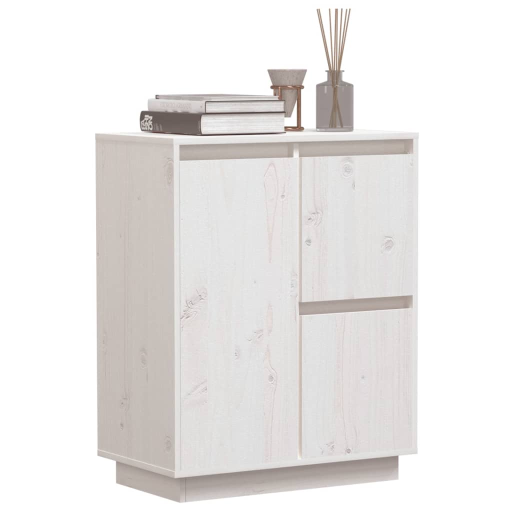 Aparador De Madera Maciza De Pino Blanco 60x34x75 Cm / Vetonek_1