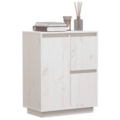 Aparador De Madera Maciza De Pino Blanco 60x34x75 Cm / Vetonek_1