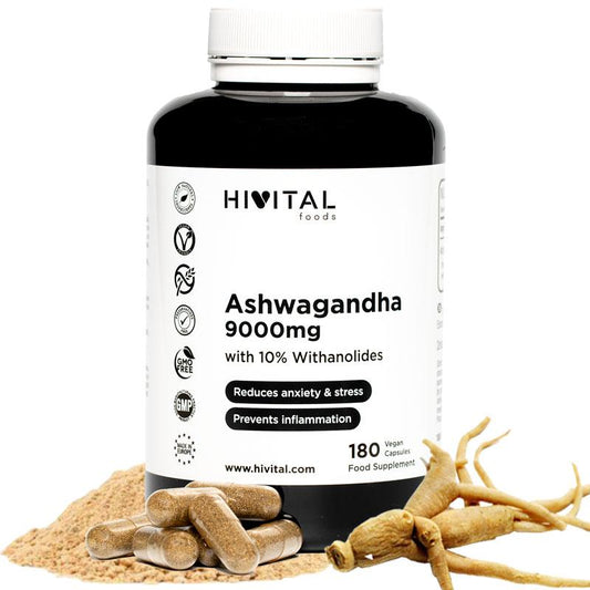 Ashwangandha 9000mg Hivital 180 cápsulas vegan