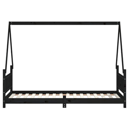 Estructura De Cama Para Niños Madera De Pino Negro 80x200 Cm / Vetonek_3