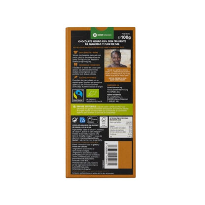 Barra de chocolate negro 85% caramelo e flor de sal Tierra Madre 100 g