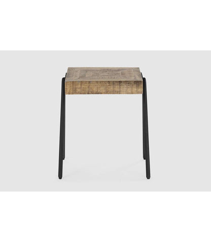 Mesa Auxiliar De Rincón Modelo Aaron Acabado Madera De Mango Natural, 40cm(alto) 80cm(anc_5