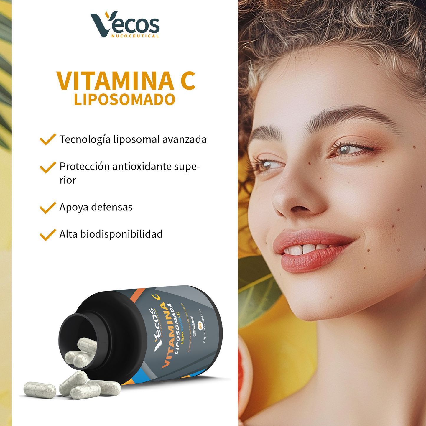 Vitamina C Liposomada VECOS (90 cápsulas) | Sistema inmune y Rendimiento Diario | Alta absorción y pureza | LiposovitC®_3