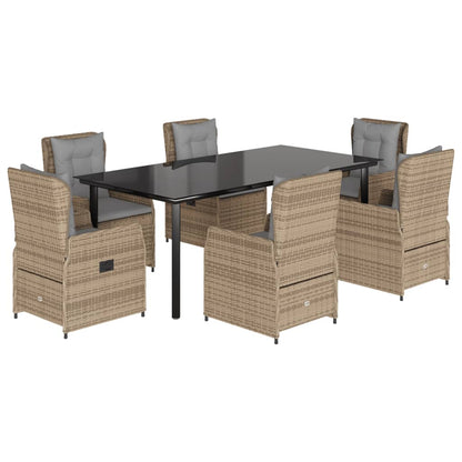 Set Comedor De Jardín 7 Pzas Con Cojines Ratán Sintético Beige / Vetonek_4