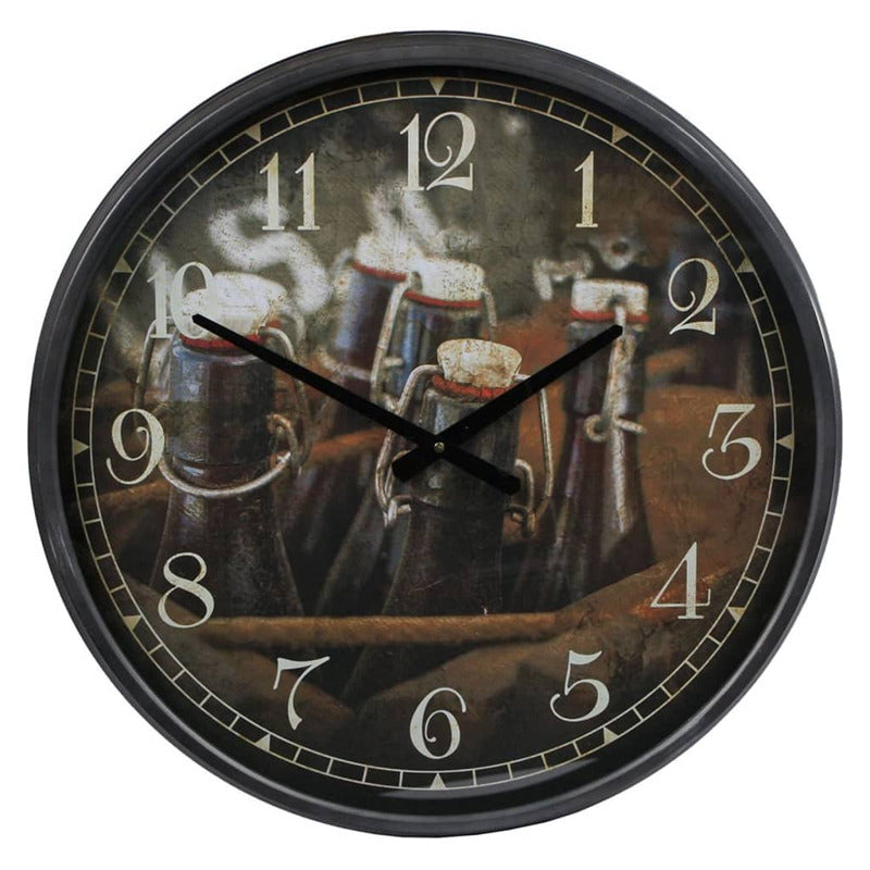 Gifts Amsterdam Reloj De Pared Bottles In Crate Metal Negro 51 Cm_1