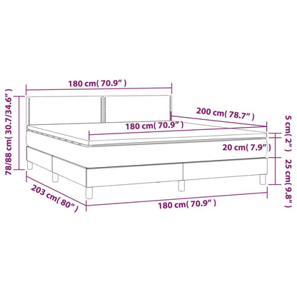 Cama Box Spring Con Colchón Y Led Tela Crema 180x200 Cm / Vetonek_3