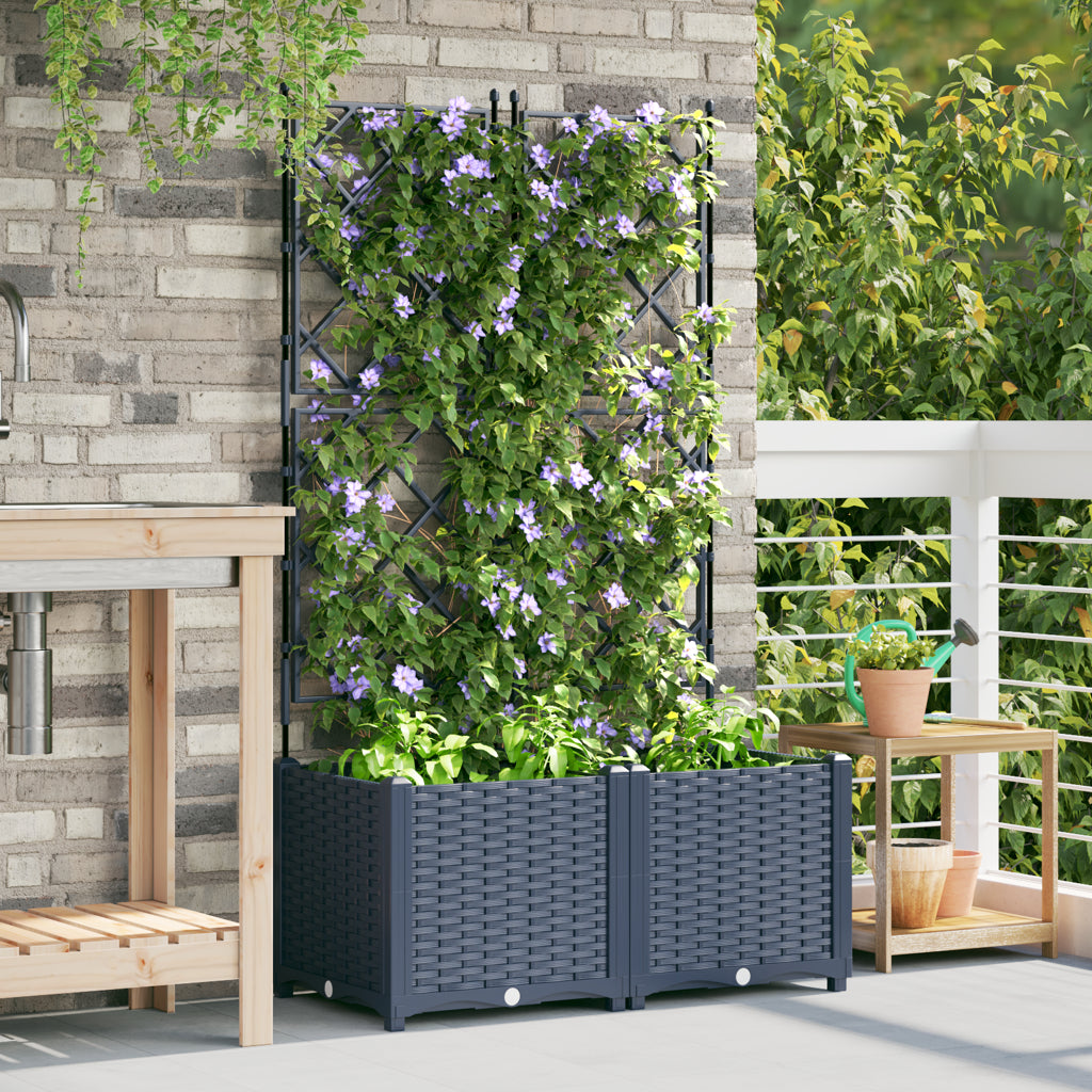 Vidaxl Maceta De Jardín Con Enrejado 2 Pcs Gris 80 X 40 X 143 Cm Pp_2