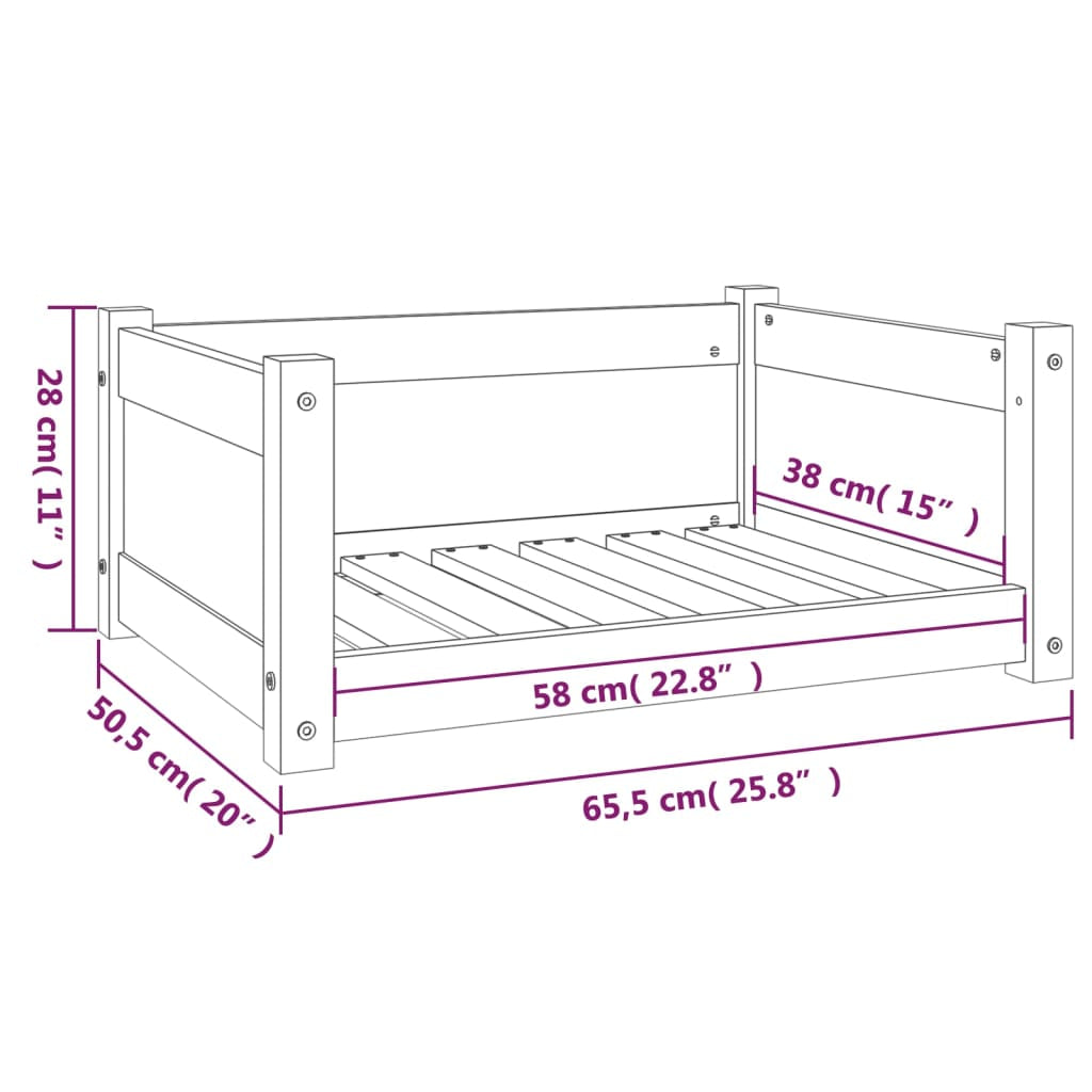 Vidaxl Cama Para Perros Madera Maciza De Pino Gris 65,5x50,5x28 Cm_2
