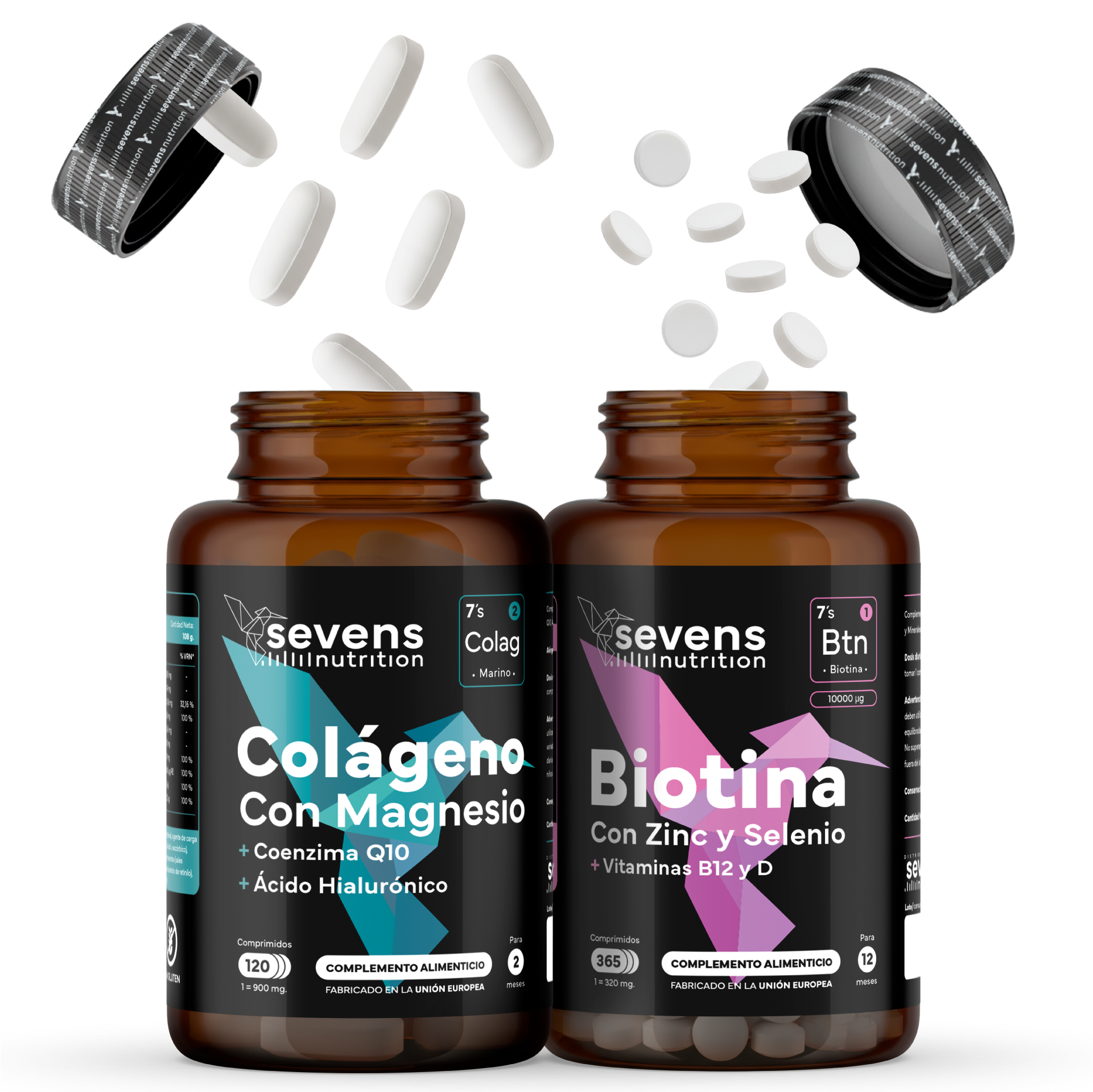 Biotina 10.000 Mcg + Colágeno Marino Con Magnesio. Sevens Nutrition.cabello, Piel, Uñas Y Articulaciones_0