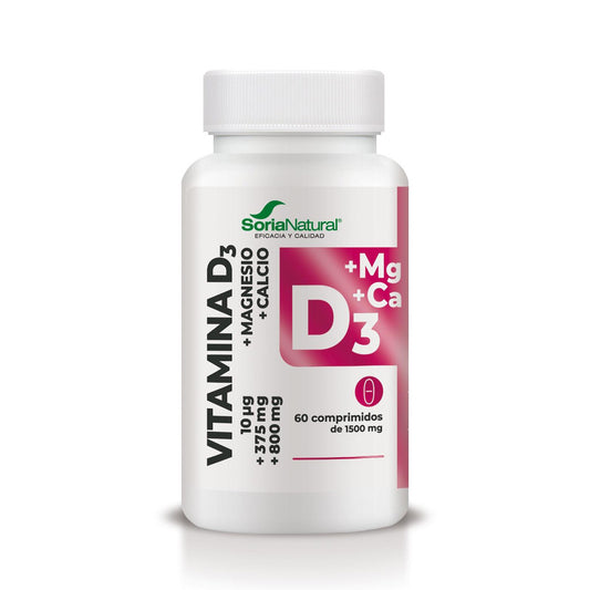 Vitamina D3+MG de Libertação Sustentada, Soria Natural, 60 comprimidos