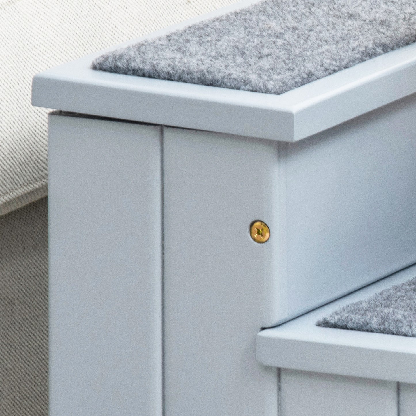 Pawhut Escalera Para Mascotas 3 Peldaños Con Espacio 40,5x44,5x38 Cm Gris_4