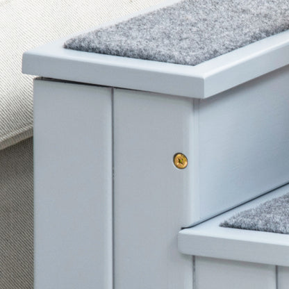 Pawhut Escalera Para Mascotas 3 Peldaños Con Espacio 40,5x44,5x38 Cm Gris_4