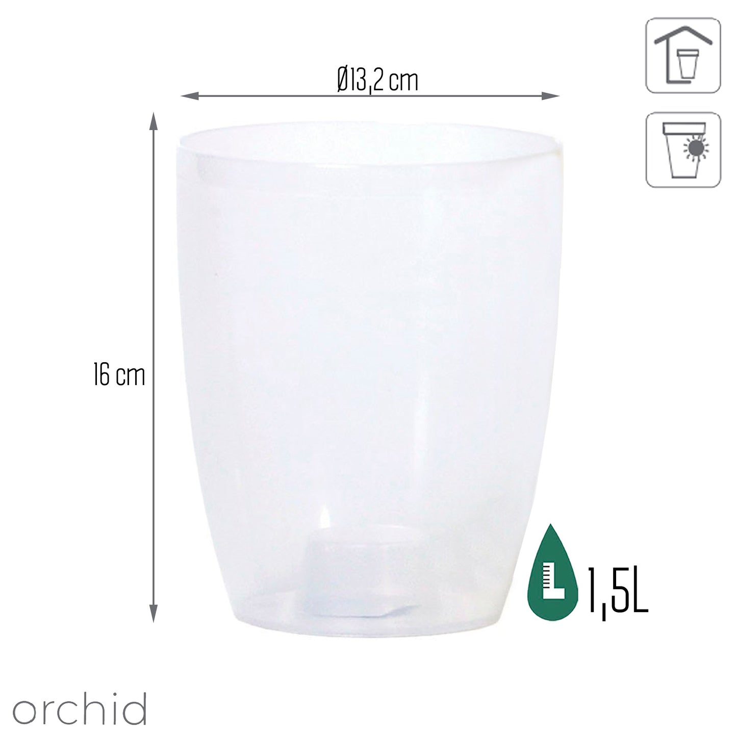 Maceta Coubi Orchid 1,5l., Dimensiones (mm) 132x132x160, Color Transparente_2