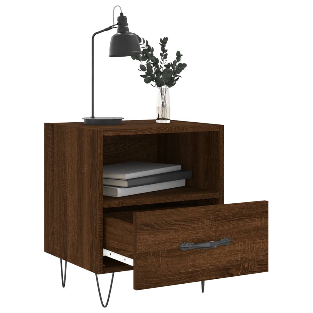 Mesita Noche 2 Uds Madera Ingeniería Marrón Roble 40x35x47,5 Cm_1