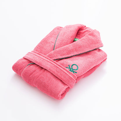 Albornoz M/l 420gsm 100% Algodon C/ Logo Bordado Rosa Core Benetton_1