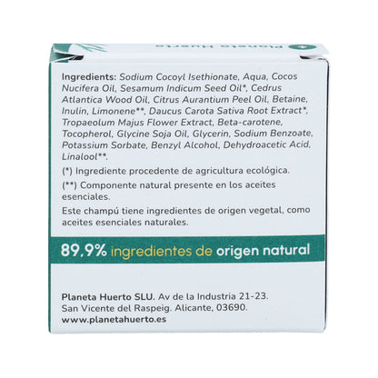 Champô sólido para cabelos normais, laranja e cedro, Planeta Huerto, 85 g