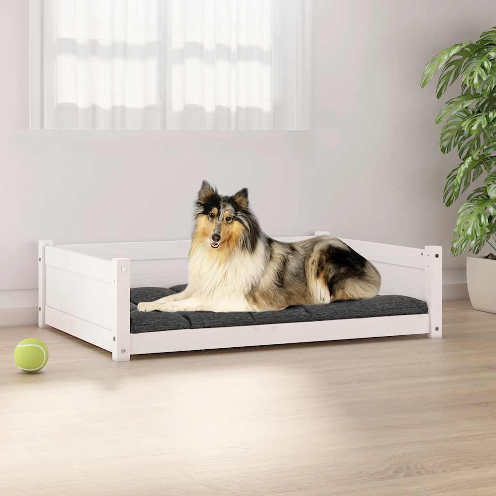 Vidaxl Cama Para Perros Madera Maciza De Pino Blanco 95,5x65,5x28 Cm_1