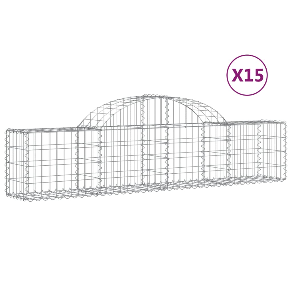 Cestas De Gaviones 15 Uds Forma De Arco Hierro 200x30x40/60 Cm_0