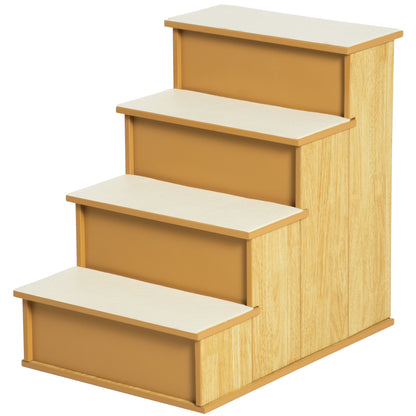 Pawhut Escalera Para Perros De 4 Peldaños Con Acolchados 40x59x54,2 Cm Natural_0