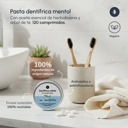Pasta de dentes sólida sem flúor Planeta Huerto 120 comprimidos