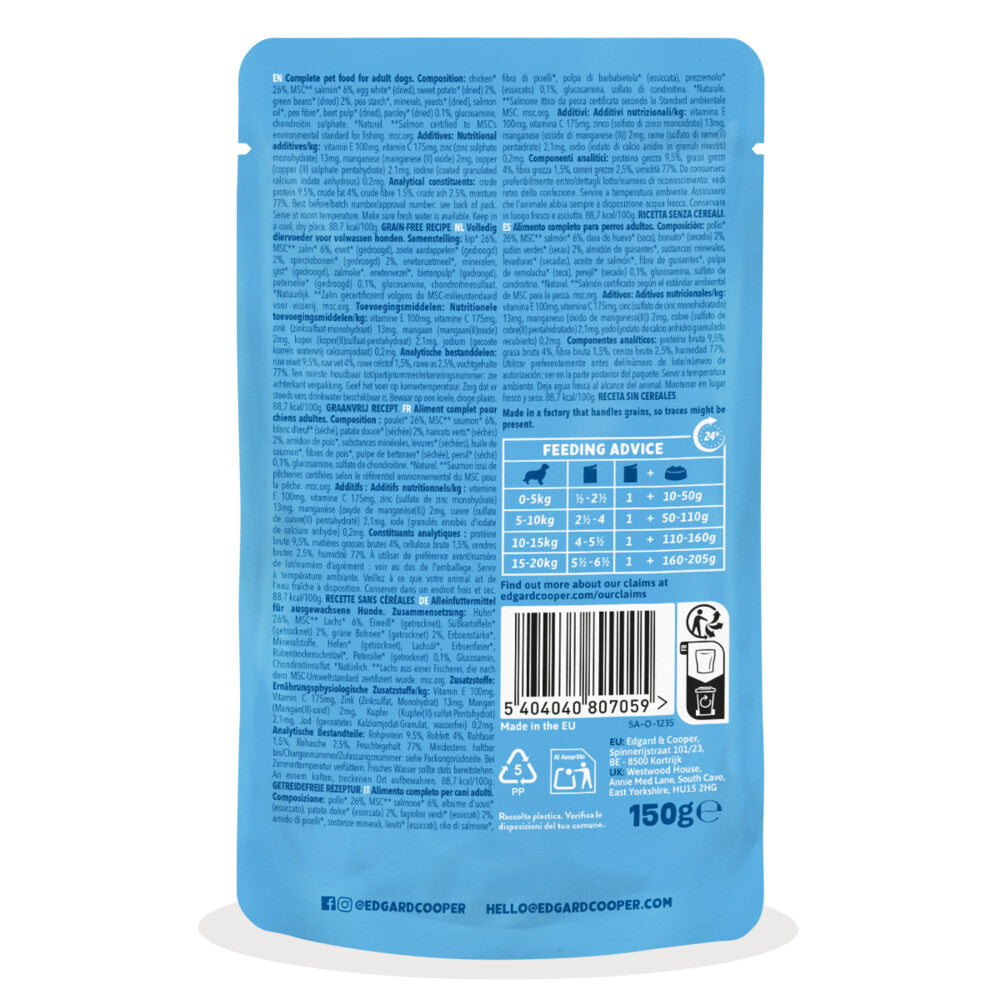 Guiso de salmón y pollo para perro Edgard & Cooper 150 g