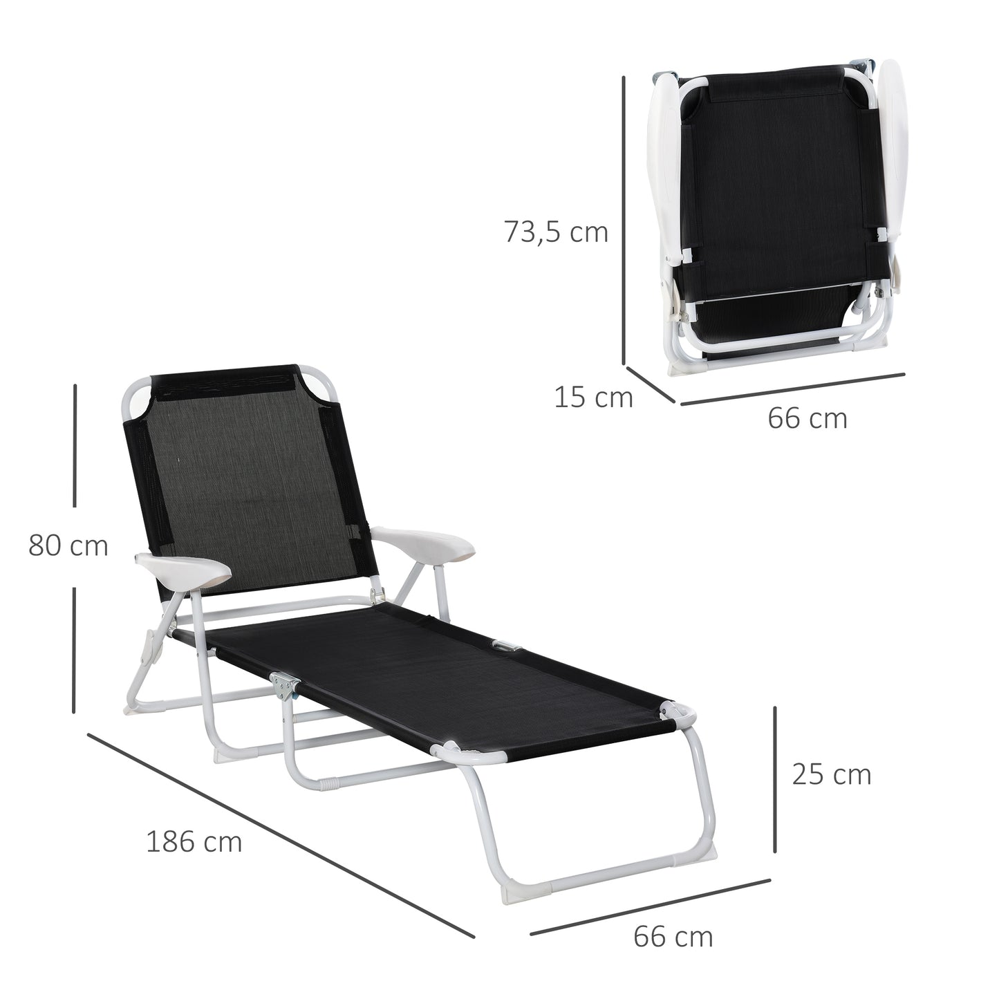 Outsunny Tumbona Reclinable Y Plegable De Jardín Respaldo Ajustable_2