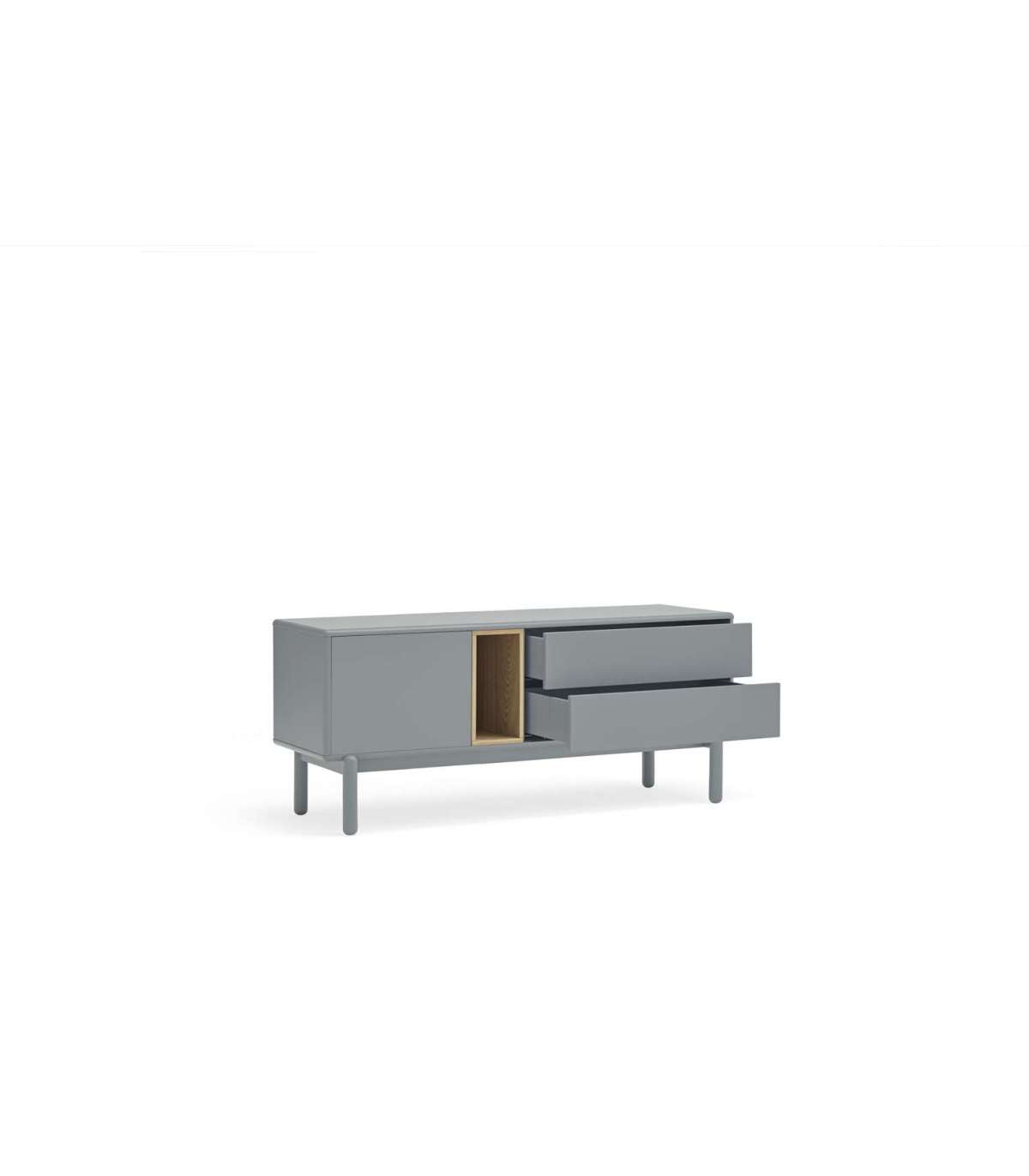 Mueble Para Televisión Modelo Corvo 1 Puerta 2 Cajones Acabado Gris Perla, 140cm(ancho)_1