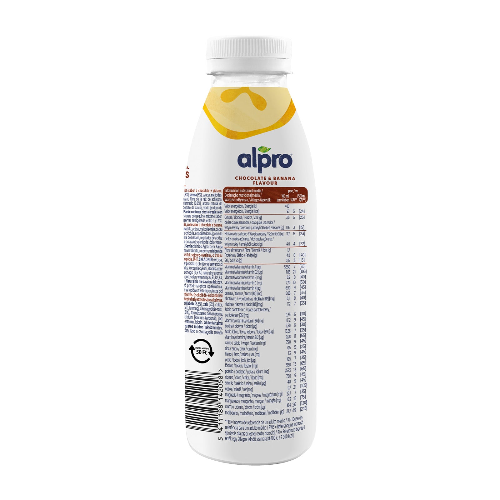 Bebida de Soja con Avena sabor Chocolate y Banana To Go Alpro 1L