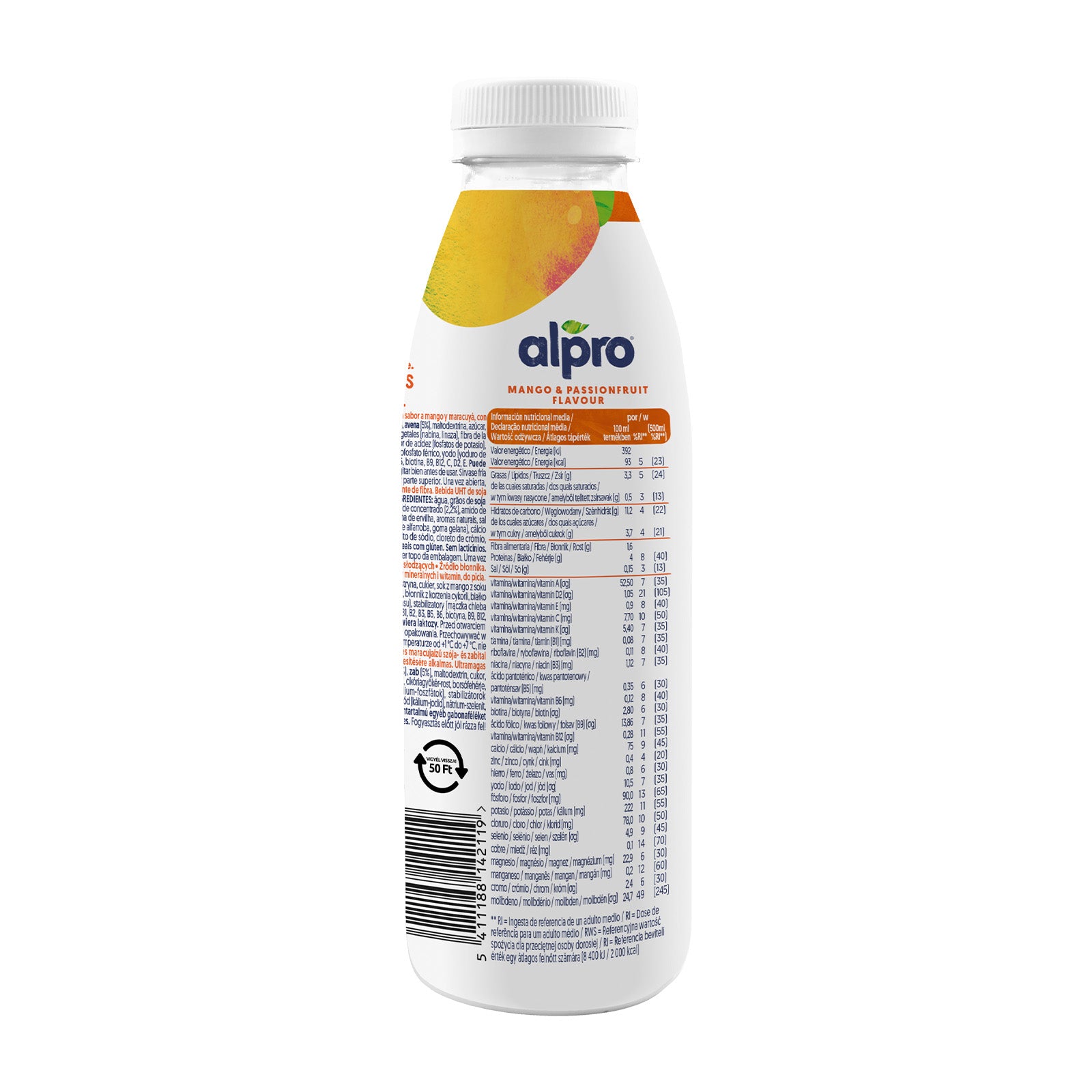Bebida de Soja con Avena con sabor a Mango y Maracuyá To Go Mango/Fruta De La Pasion  Alpro 1L